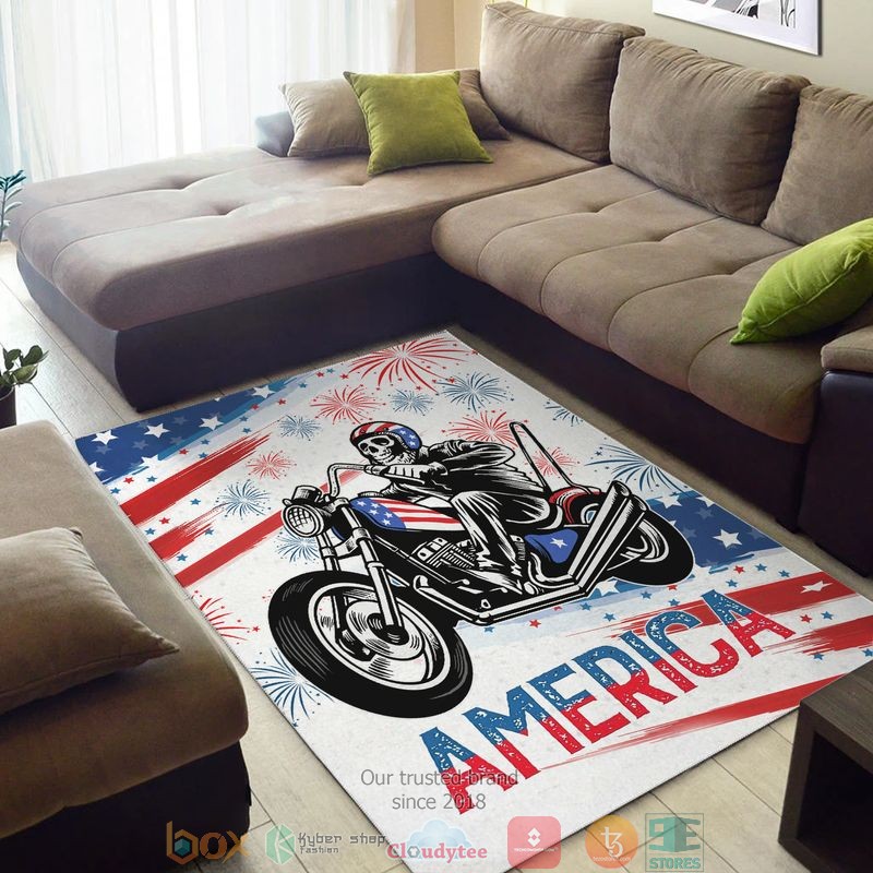 Skeleton_ride_motorbike_America_America_Indepence_day_Rug