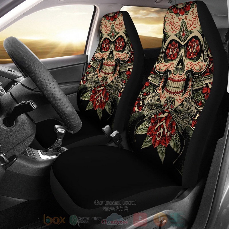Skull_And_Roses_Car_Seat_Cover