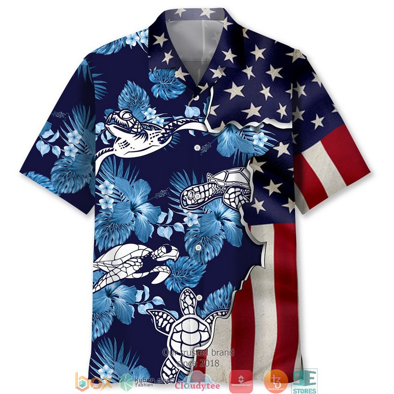 Turtle_Tropical_Us_Flag_Hawaiian_Shirt