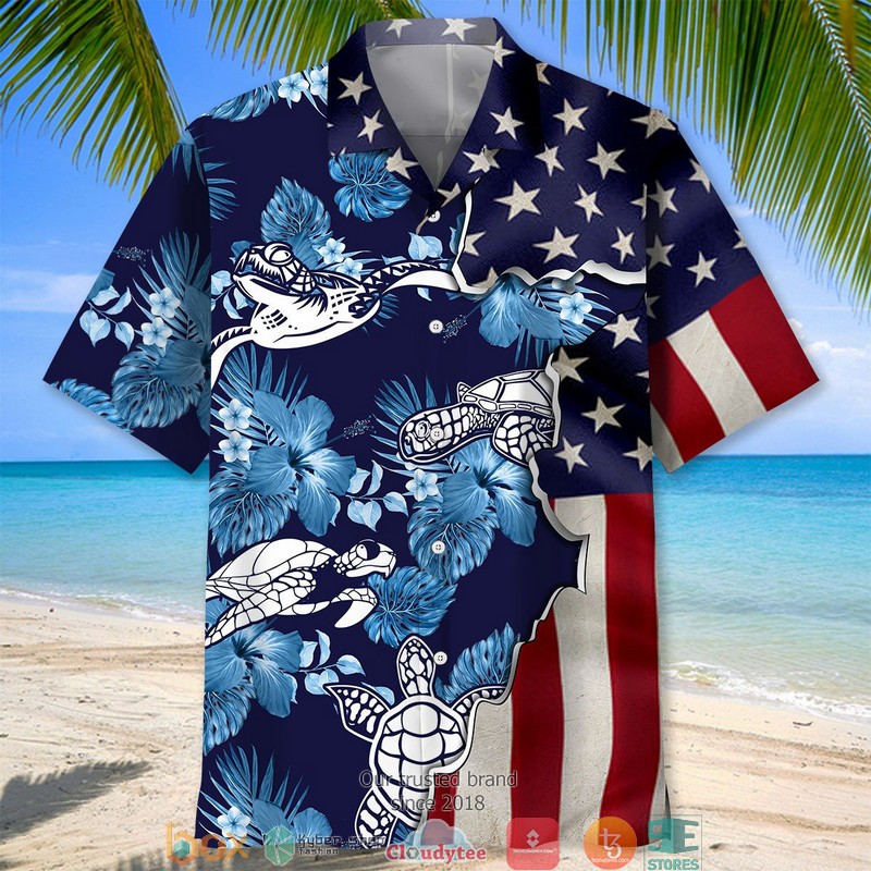 Turtle_Tropical_Us_Flag_Hawaiian_Shirt_1