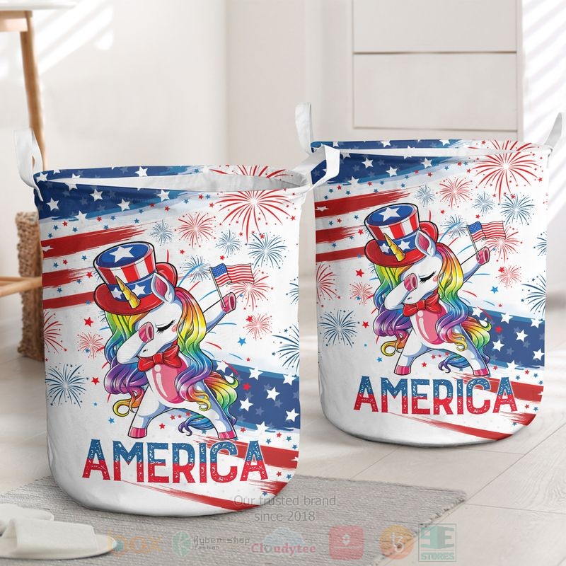 Unicorn_America_Independence_Day_Laundry_Basket