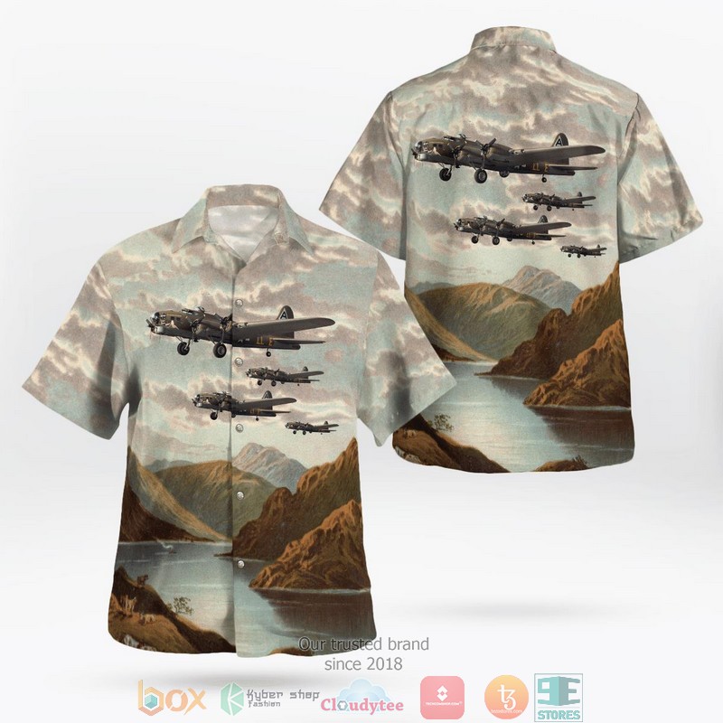 WWII_Boeing_B-17_Flying_Fortress_Heavy_Bomber_Military_Aircraft_Flying_Over_Mountain_Hawaiian_Shirt