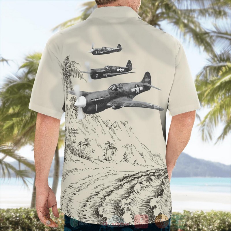 WWII_Curtiss_P-40_Warhawk_Military_Plane_Aircraft_Beach_Vintage_Hawaiian_Shirt_1