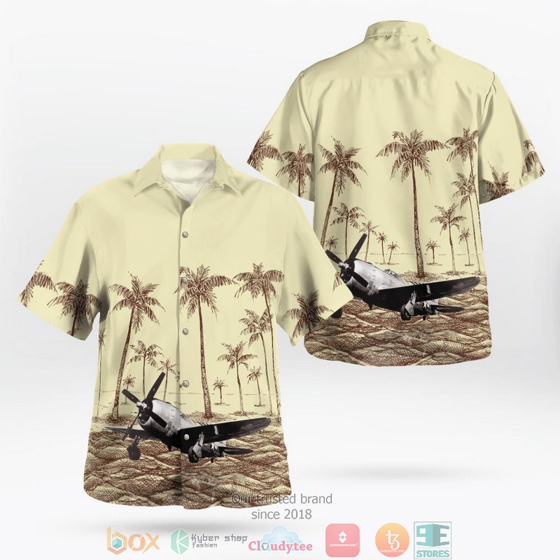 WWII_P-47D_Razorback_Military_Aircraft_Palm_Tree_Beach_Hawaiian_Shirt