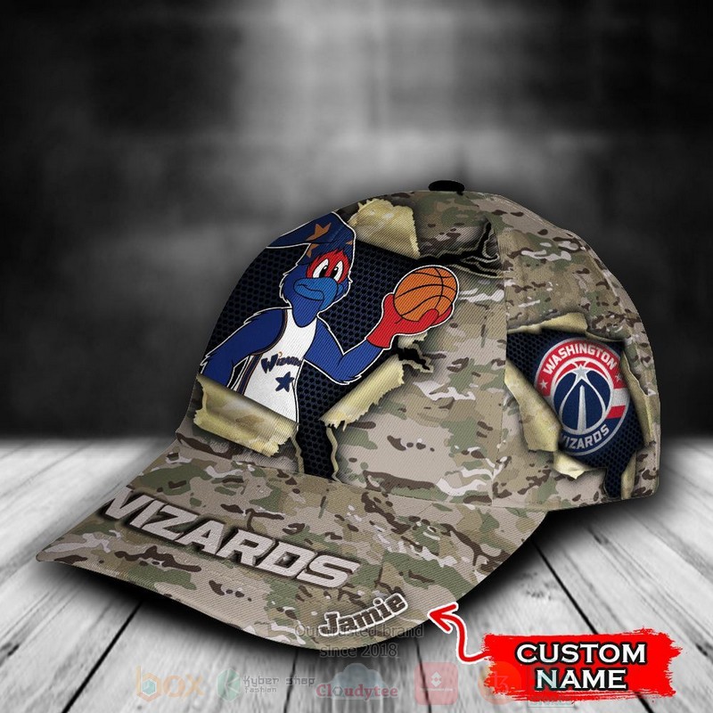 Washington_Wizards_Camo_Mascot_NBA_Custom_Name_Cap_1