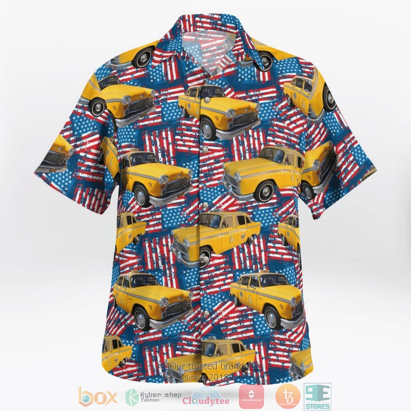 Yellow_Checker_Taxi_Cab_Independence_Day_US_Flag_Aloha_Shirt_1