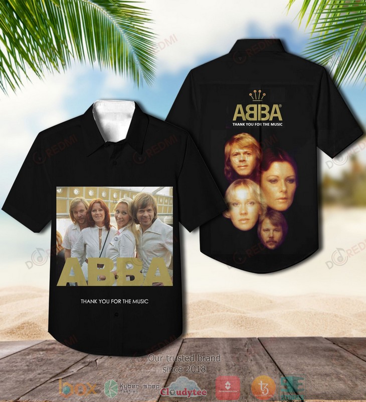 ABBA_Thank_you_for_the_music_black_Short_Sleeve_Hawaiian_Shirt