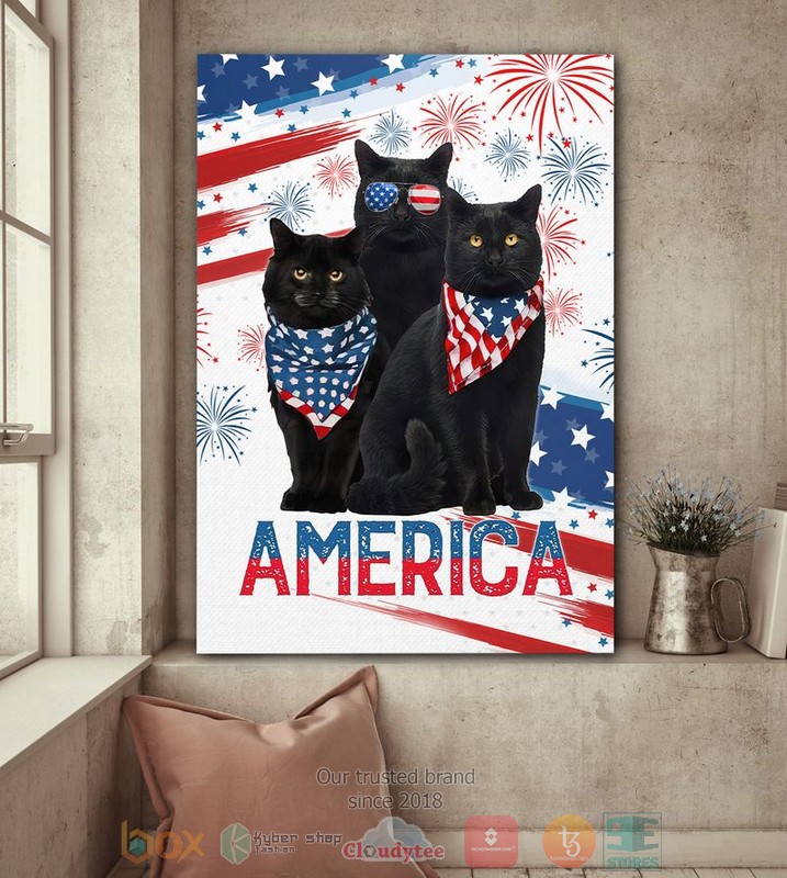 Three_Black_Cat_America_Independence_Day_Canvas