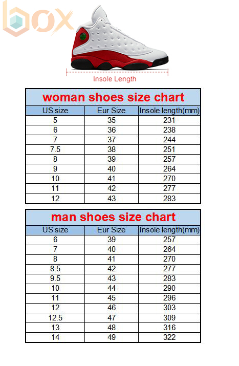 AJD 13 Size Chart: