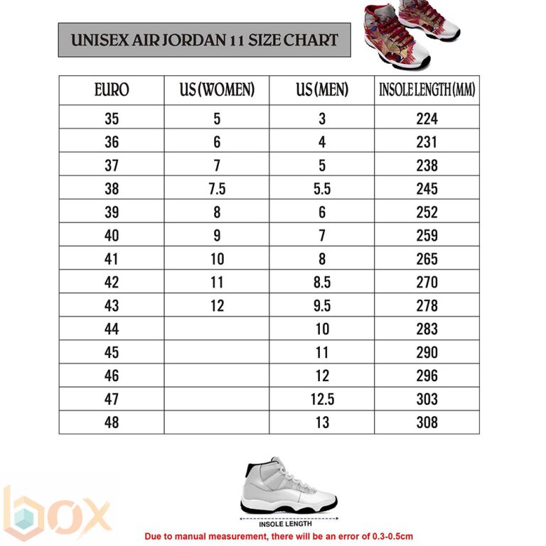 AJD 11 Size Chart: