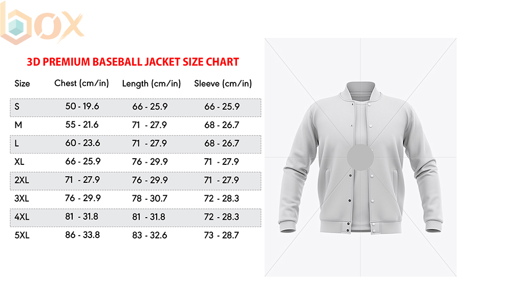 Baseball Jacket Size Chart:
