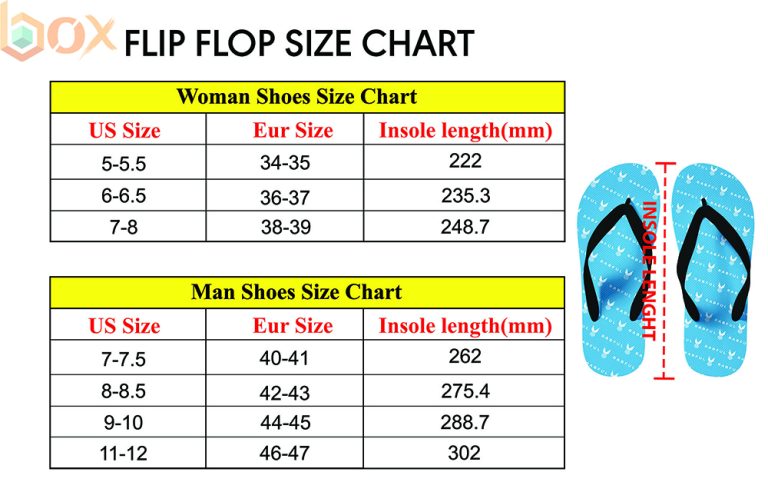 Flip flop Size Chart: