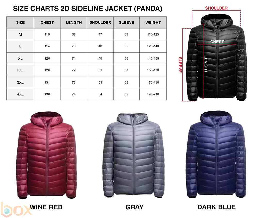 Sideline Down Jacket Size Chart: