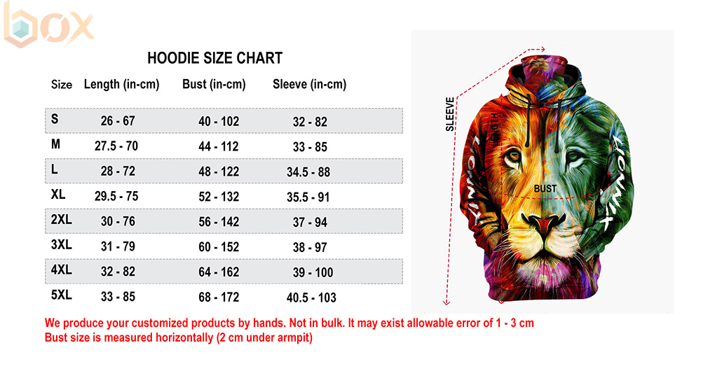 Hoodie Mask Size Chart: