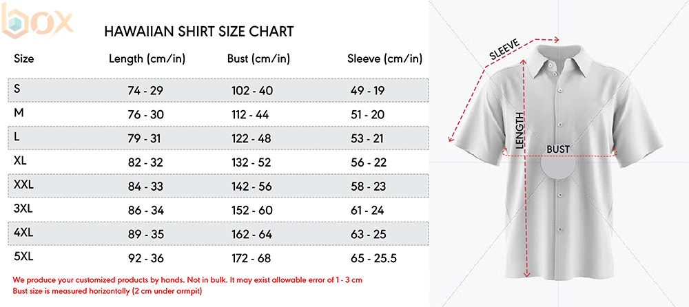 Hawaiian Shirt Size Chart: