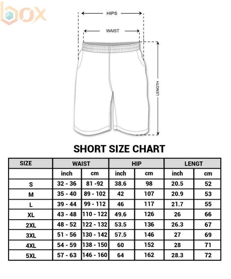 Short Size Chart: