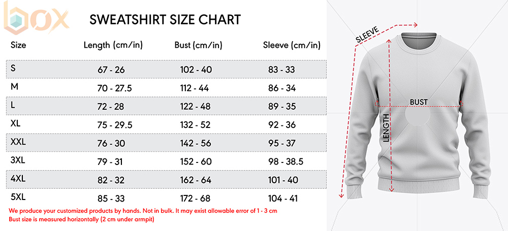 Sweatshirt Size Chart: