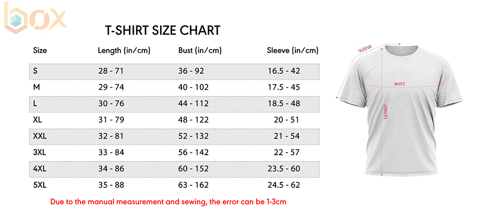 T-Shirt Size Chart: