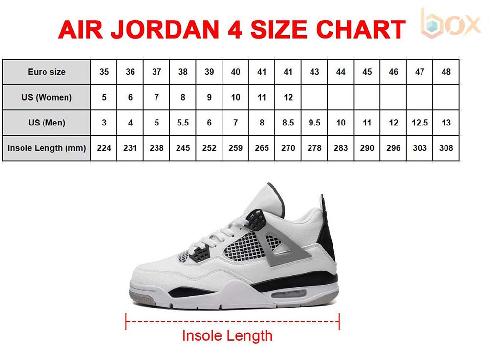 Air jordan 4 Size Chart: