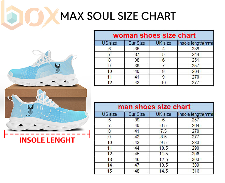 Clunky Max Soul Shoes Size Chart: