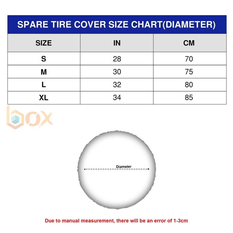 Spare Tire Cover Size Chart: