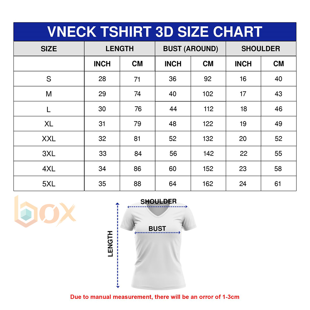 Vneck T-shirt Size Chart: