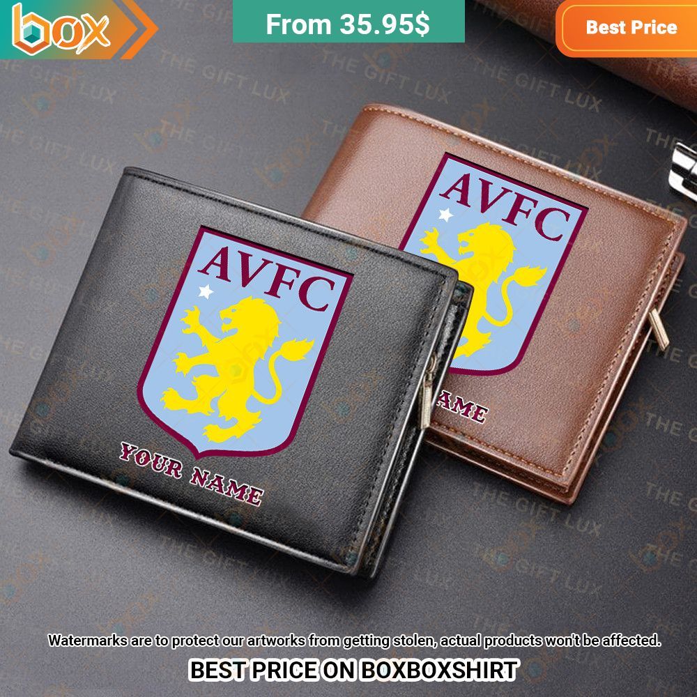 Aston Villa Personalized Leather Wallet Royal Pic of yours