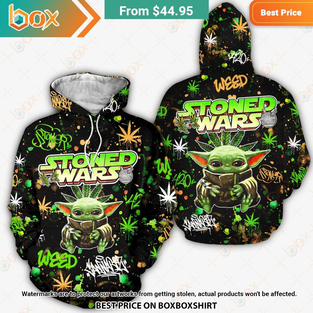 Baby Yoda Stoned Wars Weed Hoodie Your face is glowing like a red rose