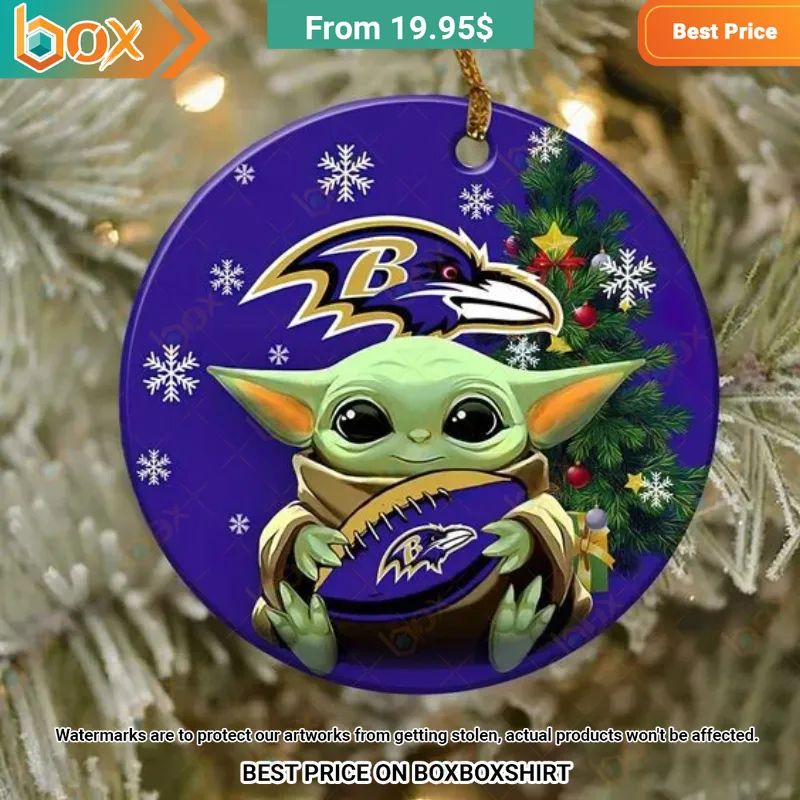 Baltimore Ravens Baby Yoda, Grinch Christmas Ornament Pic of the century