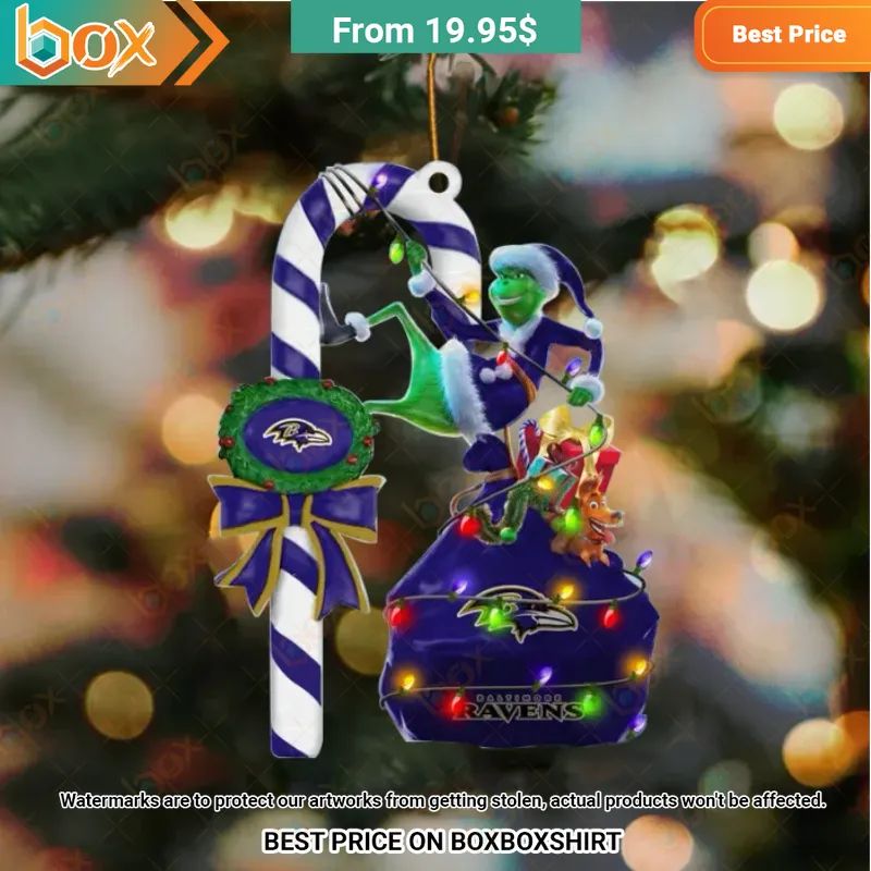 Baltimore Ravens Baby Yoda, Grinch Christmas Ornament You look cheerful dear