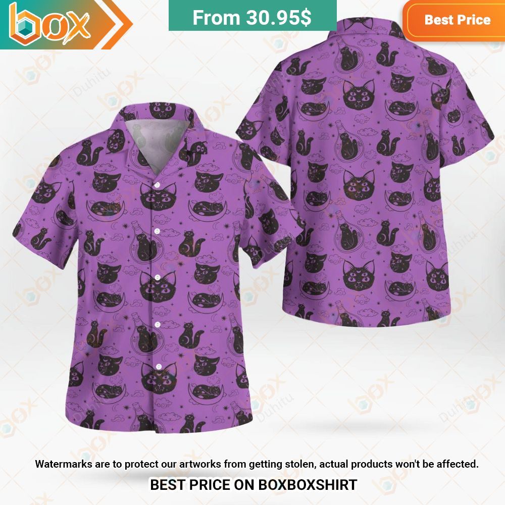 Black Cats Pattern Hawaiian Shirt It is too funny