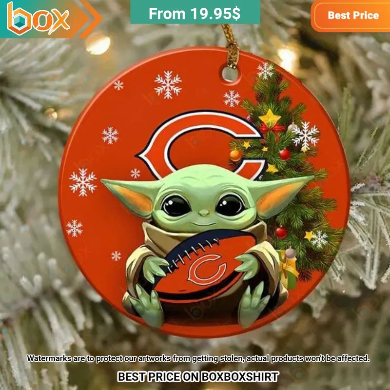 Chicago Bears Baby Yoda, Grinch Christmas Ornament You look cheerful dear