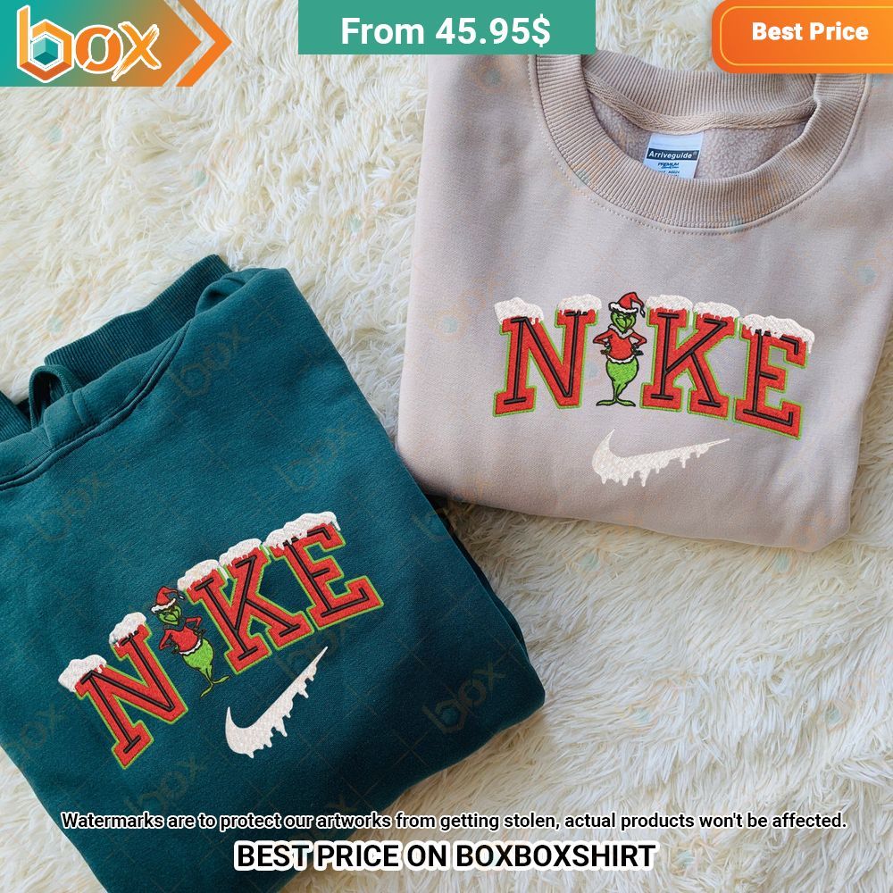Christmas Nike Grinch Embroidered Shirt, Hoodie Long time