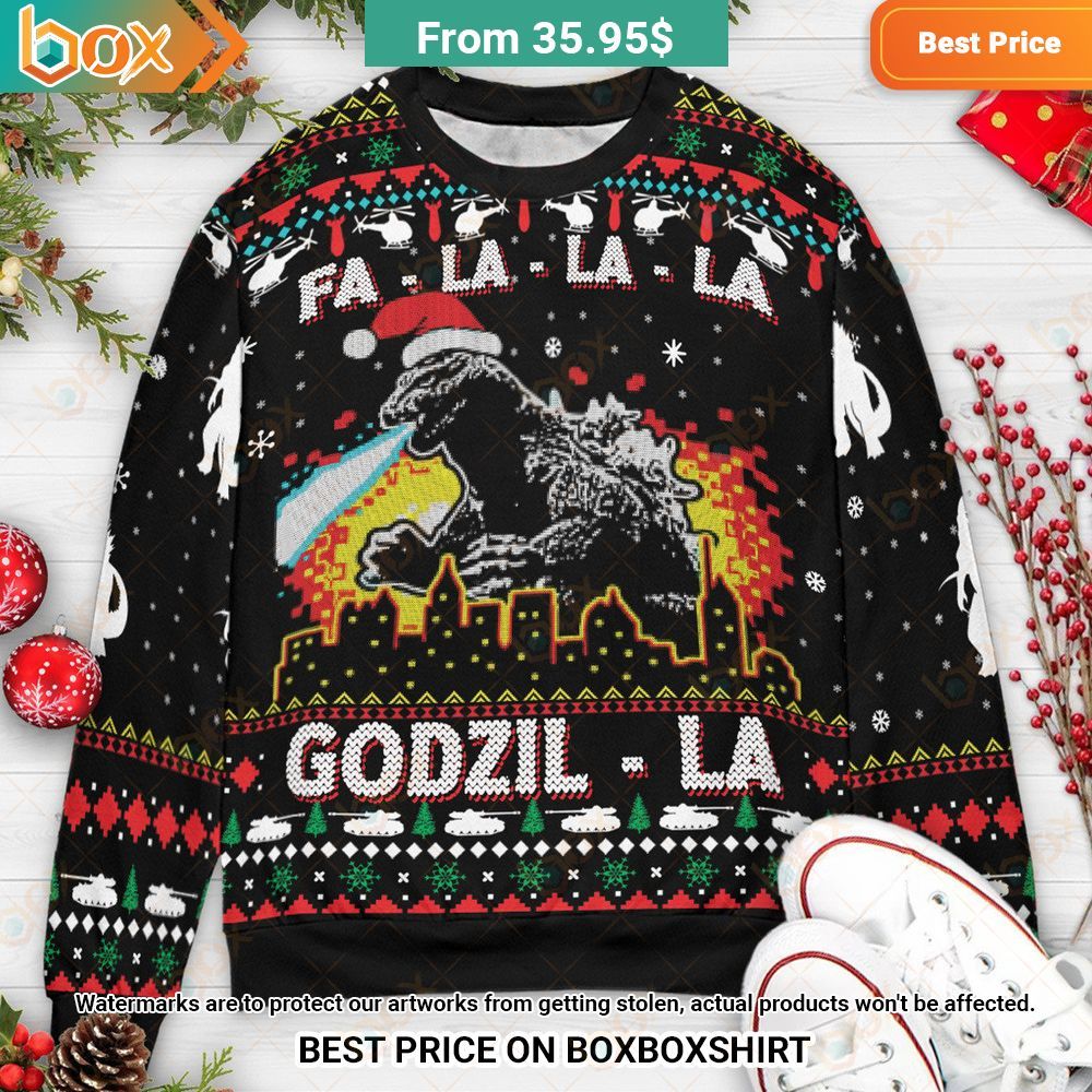 Fa La La La Godzil la Godzilla Christmas Sweater My friend and partner