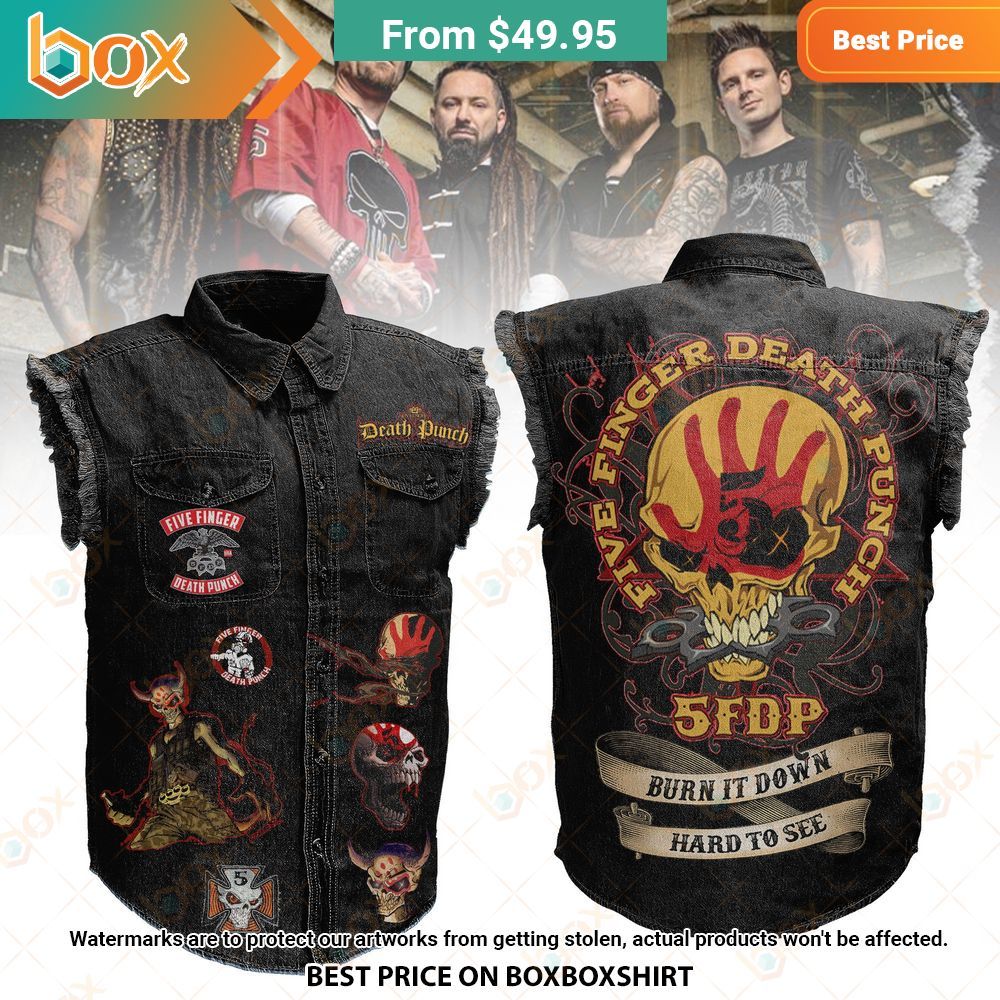 Five Finger Death Punch 3D Sleeveless Denim Jacket You are always amazing