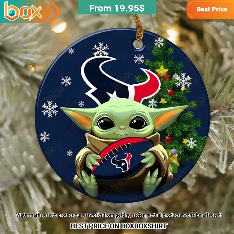 Houston Texans Baby Yoda, Grinch Christmas Ornament Rocking picture
