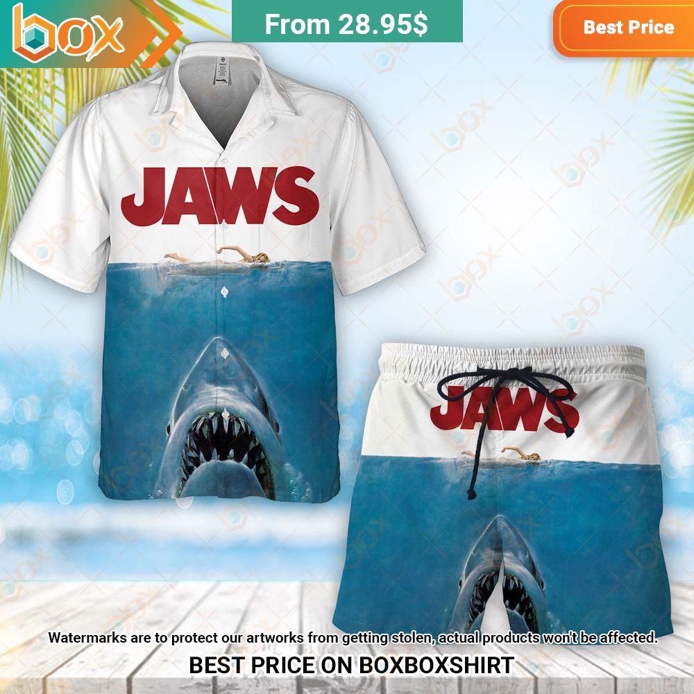 Jaws Shark Hawaiian Shirt Short Lovely smile