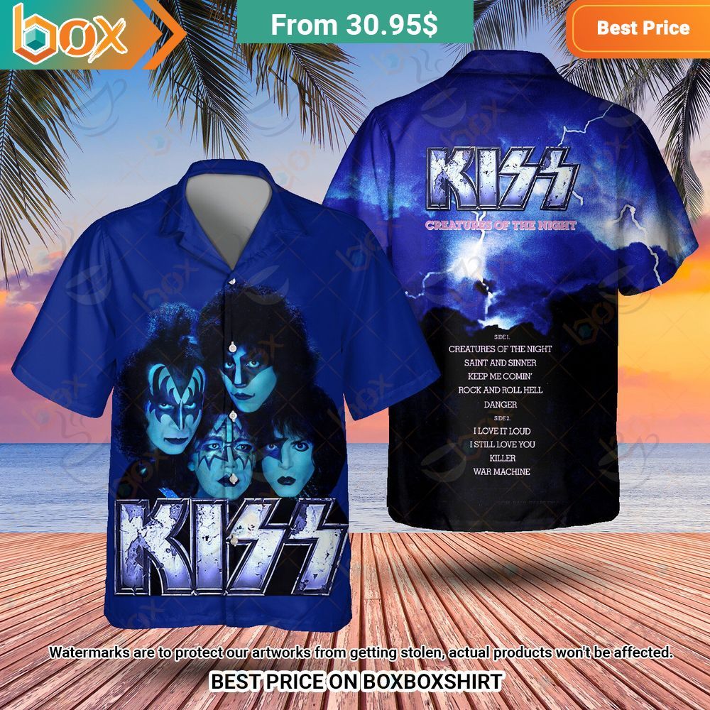 Kiss Creatures of the Night Hawaiian Shirt Radiant and glowing Pic dear
