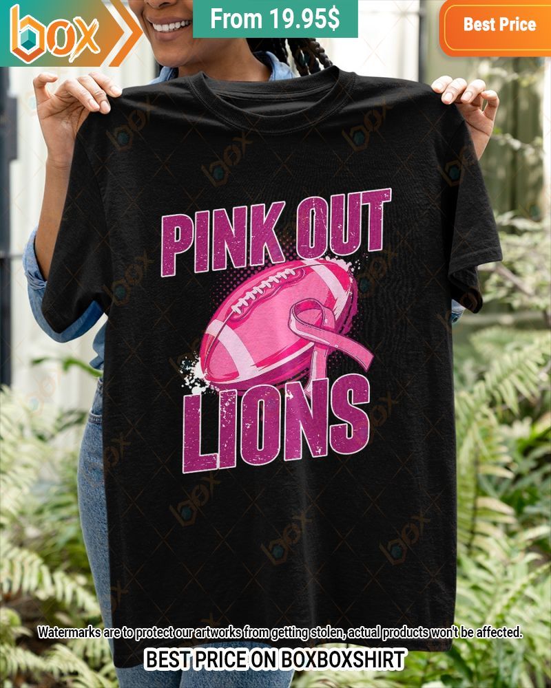 Lions Pink Out Breast Cancer Shirt Out of the world