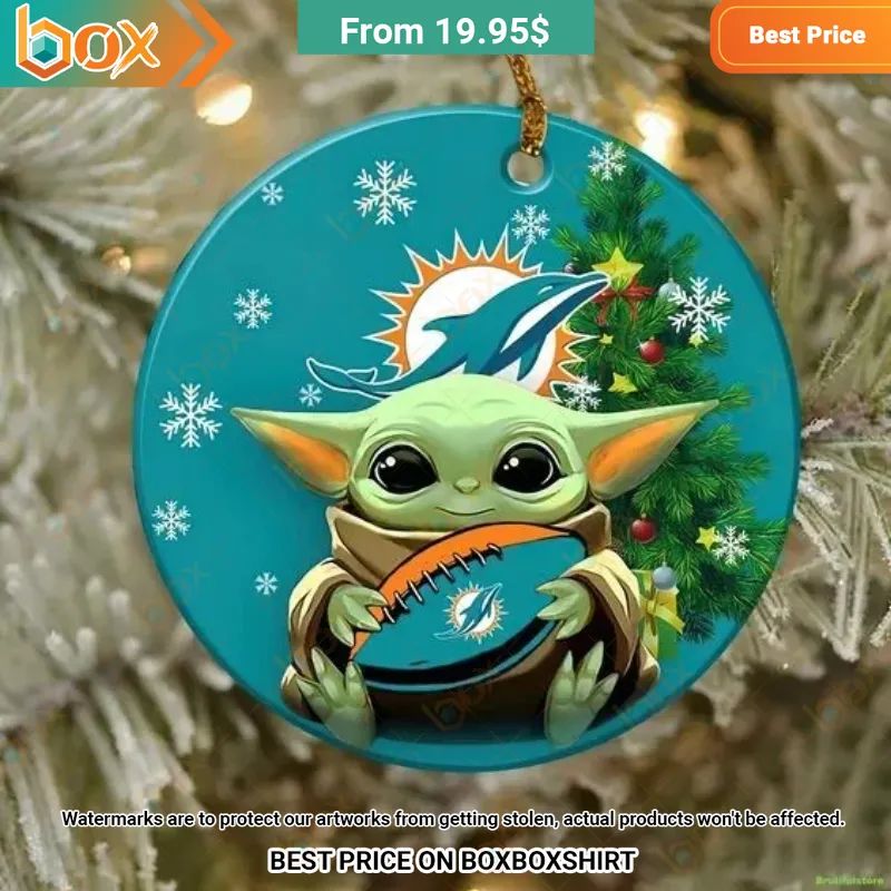 Miami Dolphins Baby Yoda, Grinch Christmas Ornament Coolosm