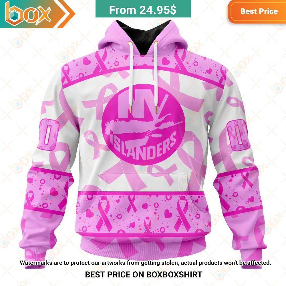new york islanders pink october breast cancer awareness month custom shirt hoodie 1