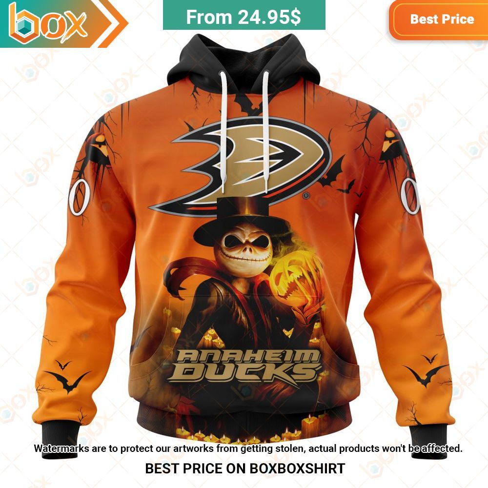 NHL Anaheim Ducks Jack Skellington Halloween Custom Shirt Nice Pic