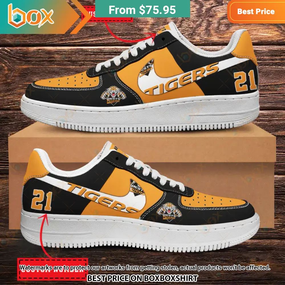 NRL Wests Tigers Custom Nike Air Force 1 Shoes Lovely smile