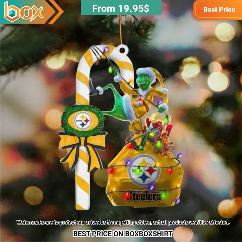Pittsburgh Steelers Baby Yoda, Grinch Christmas Ornament Rocking picture