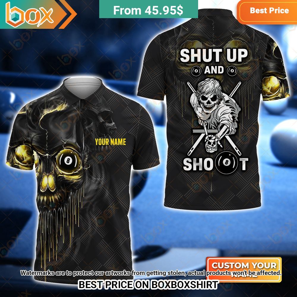 Pool Shut Up and Shoot Skull Custom Polo Shirt Gang of rockstars