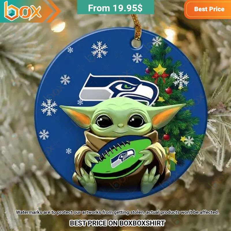 Seattle Seahawks Baby Yoda, Grinch Christmas Ornament Gang of rockstars