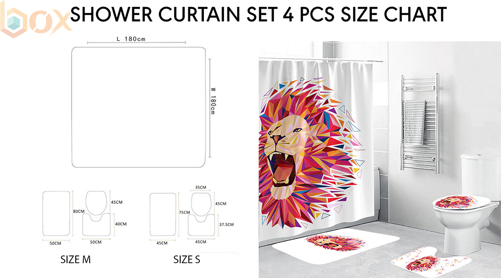 Shower Curtain Set 4 PCS Size Chart: