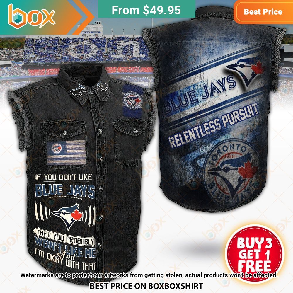 Toronto Blue Jays 3D Sleeveless Denim Jacket Generous look