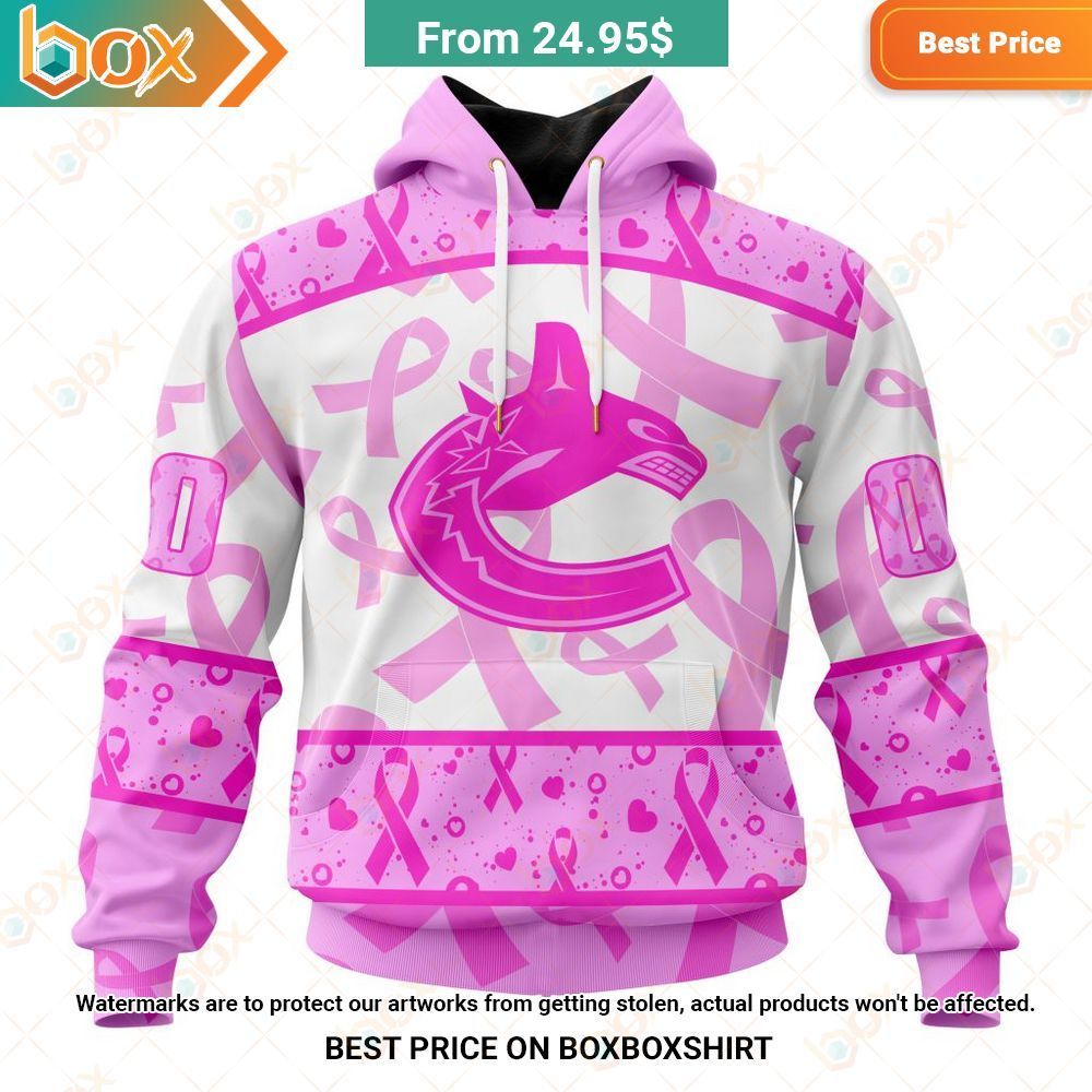 vancouver canucks pink october breast cancer awareness month custom shirt hoodie 1