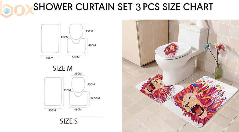 Shower Curtain Set 3 PCS Size Chart: